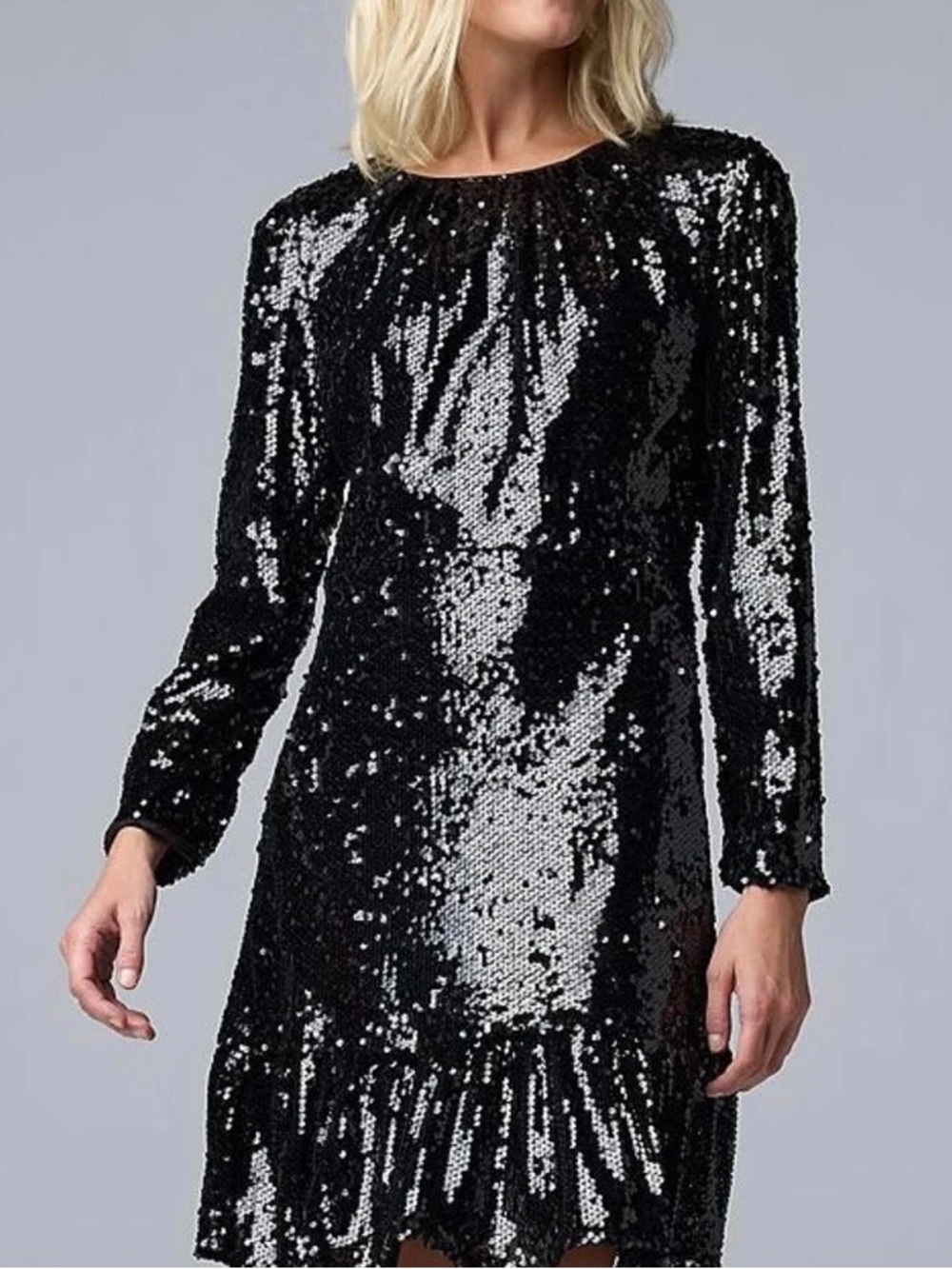 Simply Vera Vera Wang Black Sequin Formal Dress